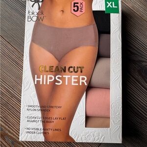 Black Bow Clean Cut Hipster Panties 5-Pack brand new